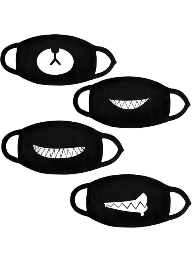 SUNSAR 4 Pieces Kawaii Mask Anime Face Mouth Mask Cute Mouth Covering Reusable Washable Mouth Covering - Image 1