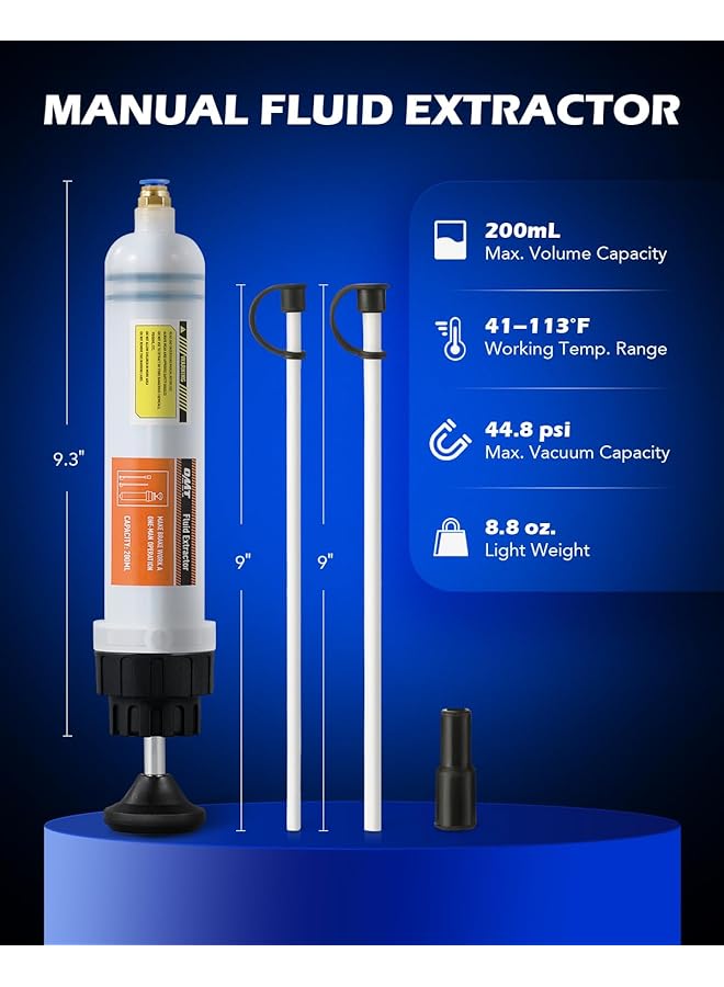 Orion Motor Tech Omt 200Ml Manual Fluid Extractor And Filler, Syringe Style Pump For Power Steering Transmission Gear Oil & Brake Fluid Changes, Hand Vacuum Pump For Atv Boat Automotive Fluid Extraction  - Image 2