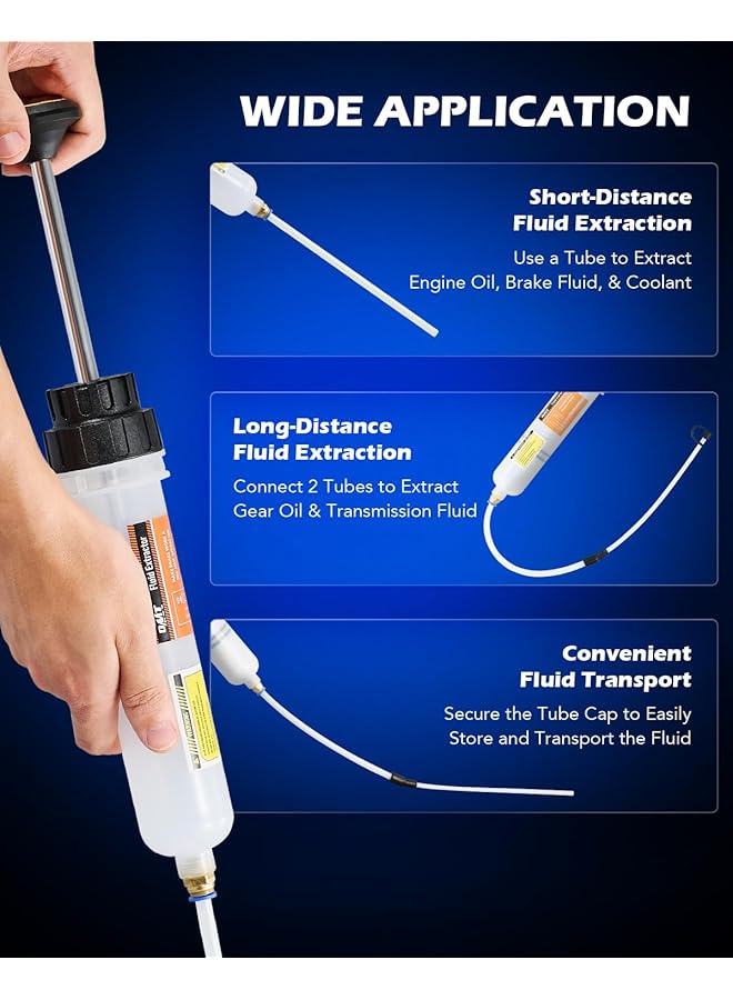Orion Motor Tech Omt 200Ml Manual Fluid Extractor And Filler, Syringe Style Pump For Power Steering Transmission Gear Oil & Brake Fluid Changes, Hand Vacuum Pump For Atv Boat Automotive Fluid Extraction  - Image 3