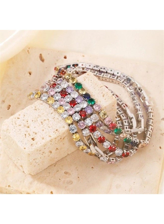 Elegant unisex bracelet studded with zircon – black and white, 19 cm. - Image 3