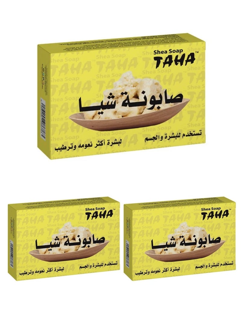TAHA 3 Pieces of Natural Shea Butter Soap for Perfect Skin Care 125g - Image 1