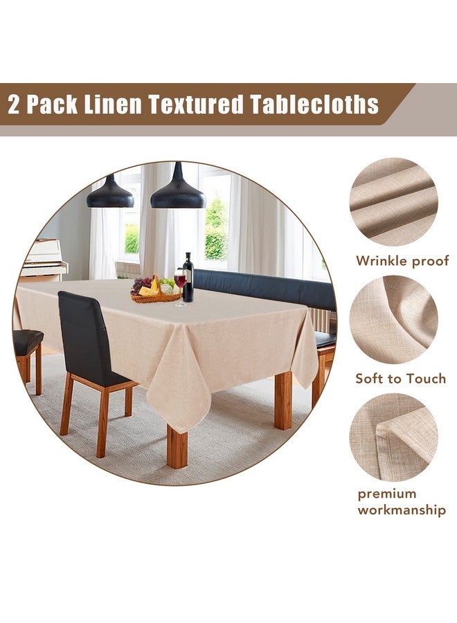 Fitable Faux Linen Beige Tablecloths 2 Pack, Faux Burlap Fabric Table Clothes for Rectangle Tables, Rustic Wrinkle-Proof Table Covers for Kitchen Dining, Party, Farmhouse, Baby Shower (54 x 78 Inch) - Image 4