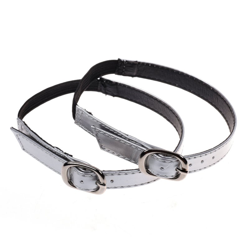 Beautyflier PU Leather Women's High Heeled Shoes, Pumps Bungee Elastic Shoe Laces, Anti Loose Shoe Straps with Buckle (Silver) - Image 1