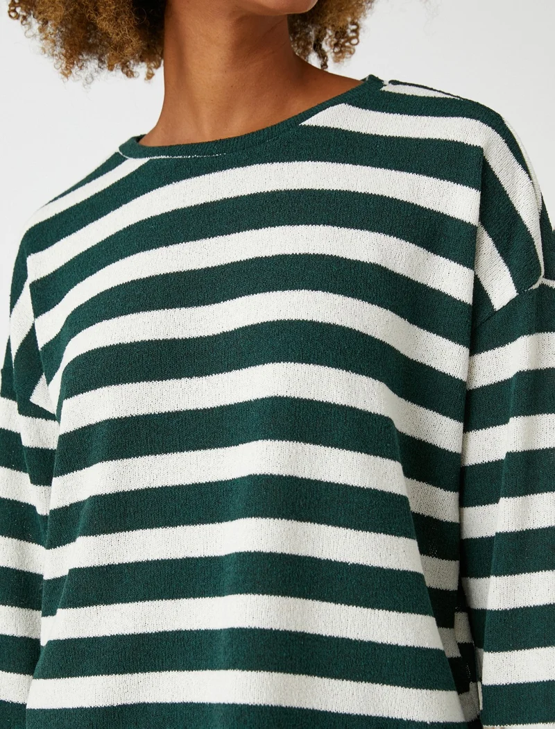 KOTON Crew Neck Sweater Long Sleeve Patterned