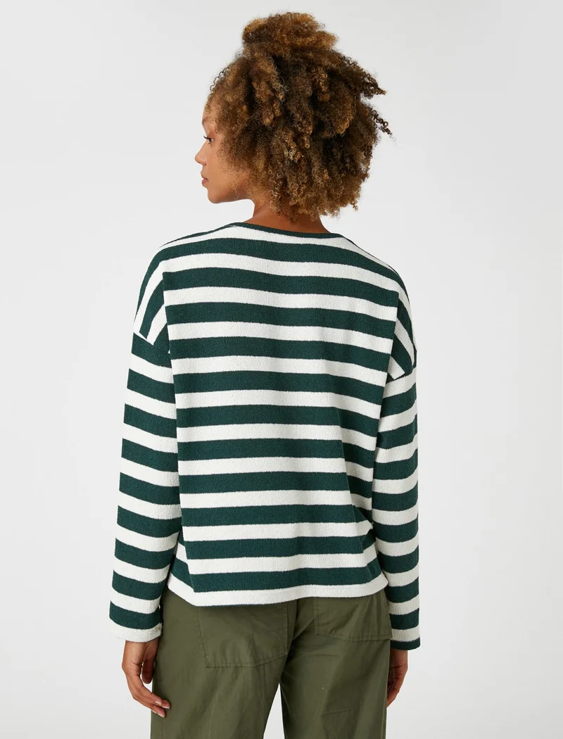 KOTON Crew Neck Sweater Long Sleeve Patterned