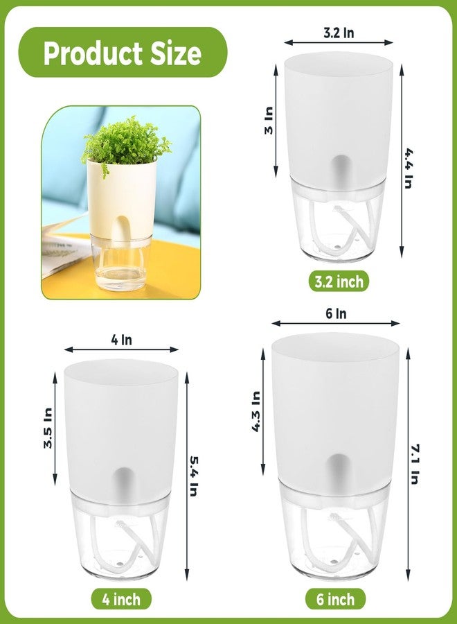 Planterhoma Self Watering Pots for Indoor Plants, Flower Pots Outdoor, 8 Pack 3.2 Inch Small Self Watering Planter, Plant Pots with Decorative Stones, Flower Pot, Plant Pots Indoor, Mini Flower Pots Indoor, White - Image 3