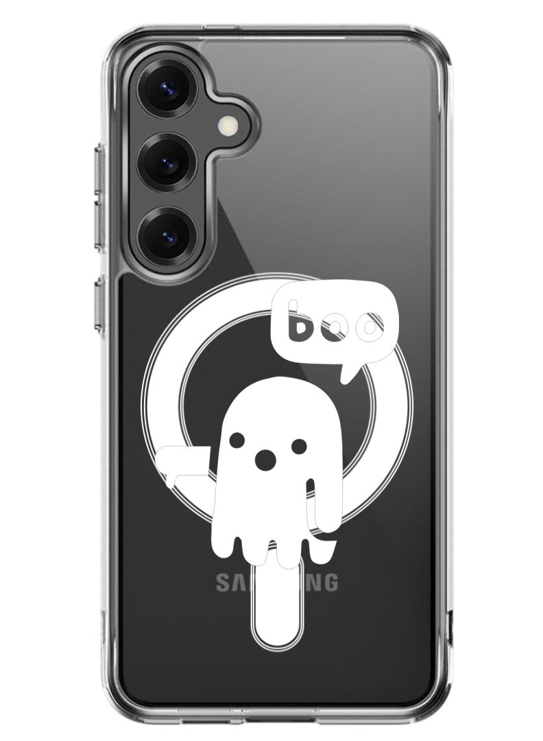 Theodor Magnetic Case for Samsung Galaxy S25 Plus 6.7-inch Compatible with MagSafe Wireless Charging, Shockproof Phone Bumper Cover Boo - White  - Image 1