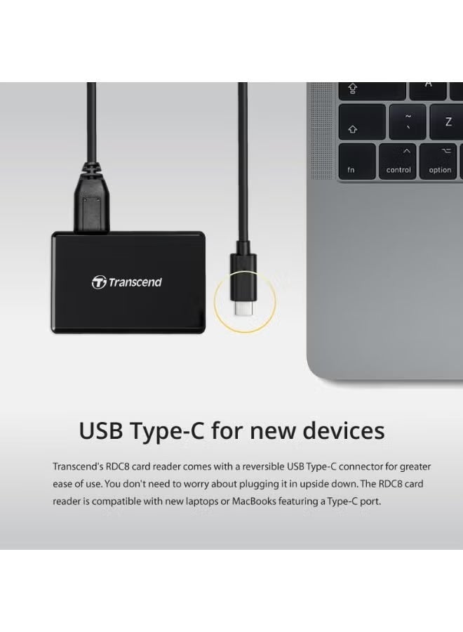 ترانسيند 11 Transcend ‎TS-RDC8K2 USB 3.1 Gen 1 Including SD Cards, microSD Cards, and CompactFlash Cards Multi Card Reader USB Type-C - Image 3