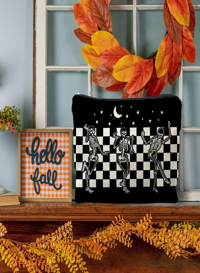 RYYCDOI Halloween Spooky Gothic Gifts for Women, Goth Dancing Skeleton Makeup Bag Cosmetic Pouch - Image 4
