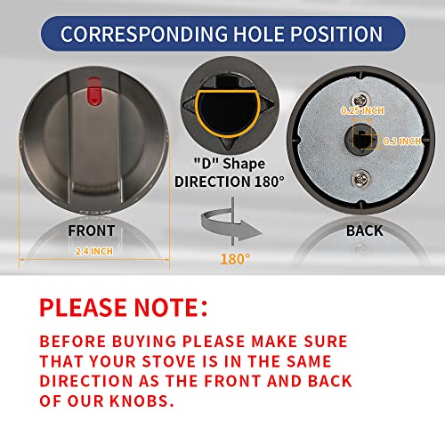 KOZHOM Samsung Stove Knob Black Stainless Steel, Top Burner Control Dial, Oven Knob Replacement Part for Samsung Gas Range Oven Stove NX58J5600SG, NX58J7750SG, NX58K7850SG, 2 Pcs - Image 3