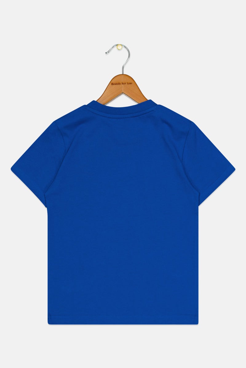 Perry Ellis America Kids Boy Crew Neck Brand Logo Short Sleeve T-Shirt, Blue - Image 2