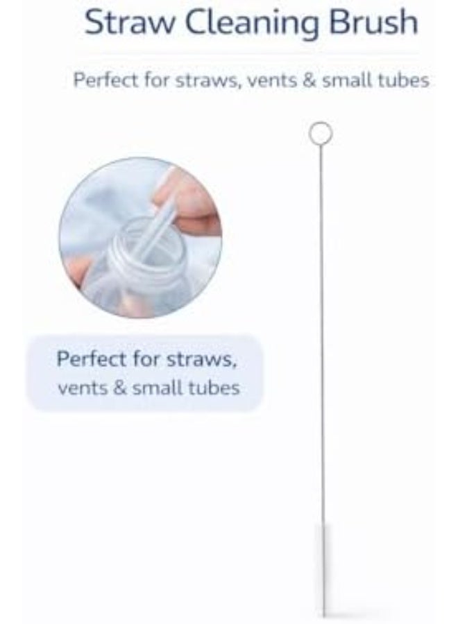 Turtees 5-in-1 Baby Bottle Brush Set | Silicone & Nylon Bottle Cleaner with Nipple Brush, Straw Brush & Sponge | BPA-Free | Blue & Yellow - Image 3