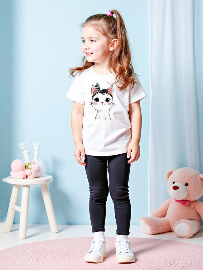 Take Two Kids 2pcs Graphic Print Short Sleeve T-Shirt and Solid Leggings - Image 1