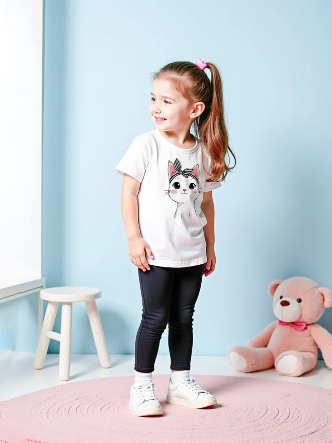 Styli Kids 2pcs Graphic Print Short Sleeve T-Shirt and Solid Leggings