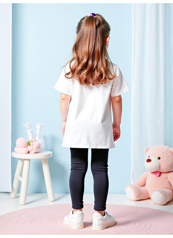 تايك تو Take Two Kids 2pcs Graphic Print Short Sleeve T-Shirt and Solid Leggings