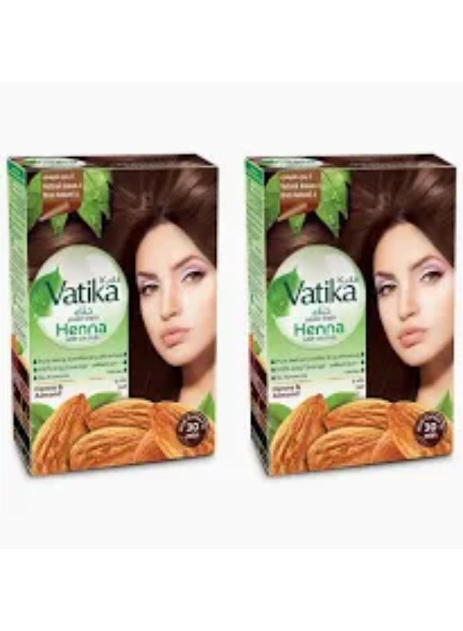 Vatika Henna Hair Colour (Natural Brown 4) With Henna & Almond 60g X 2Pcs - Image 1