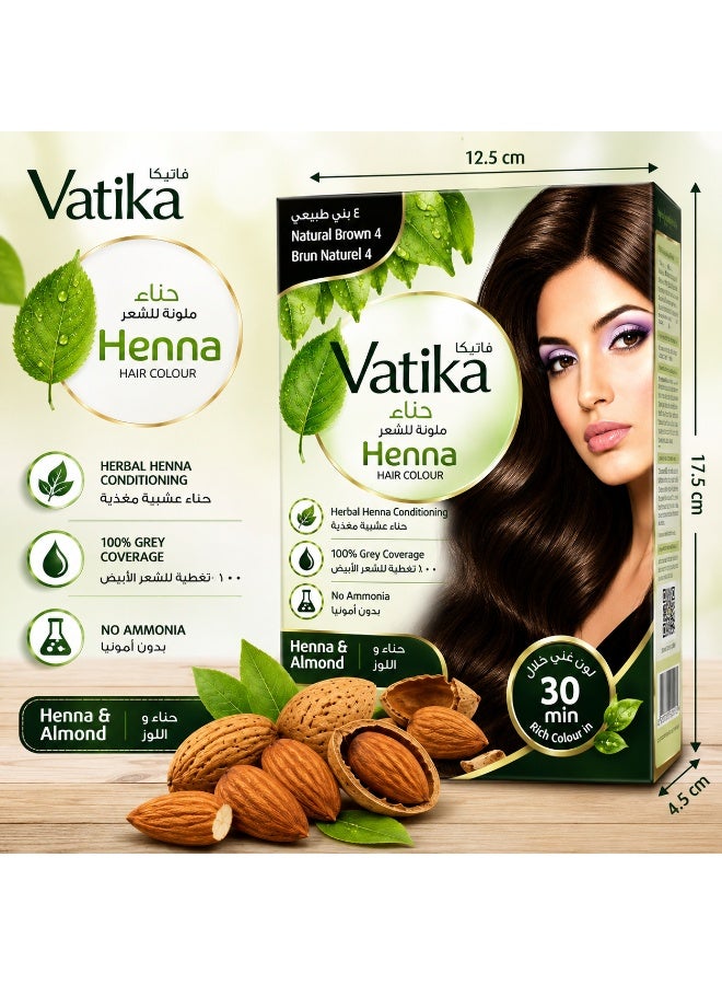 Vatika Henna Hair Colour (Natural Brown 4) With Henna & Almond 60g X 2Pcs - Image 2