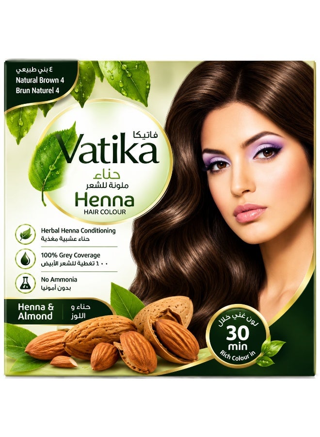 Vatika Henna Hair Colour (Natural Brown 4) With Henna & Almond 60g X 2Pcs - Image 3