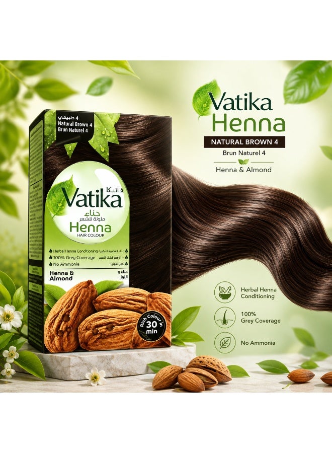 Vatika Henna Hair Colour (Natural Brown 4) With Henna & Almond 60g X 2Pcs - Image 4