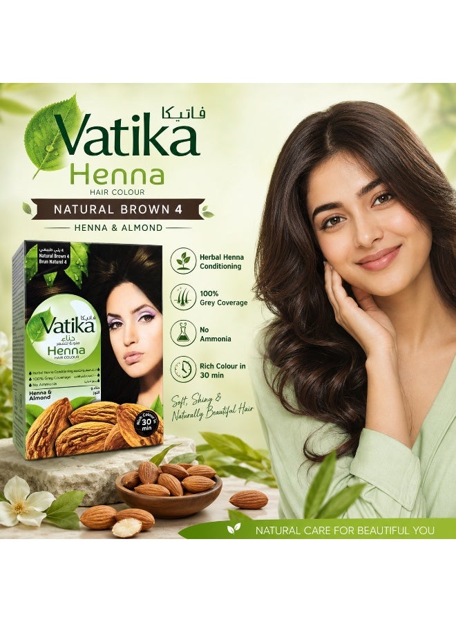 Vatika Henna Hair Colour (Natural Brown 4) With Henna & Almond 60g X 2Pcs - Image 5