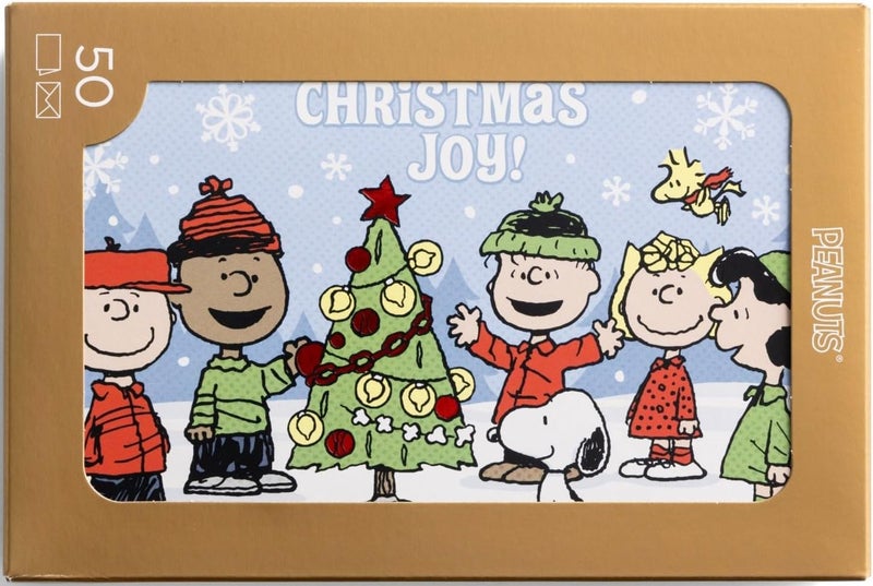 DaySpring Peanuts Christmas Joy  The Wonder of Christmas  50 Bulk Christmas Boxed Cards  Envelopes NLT J9694 - Image 1