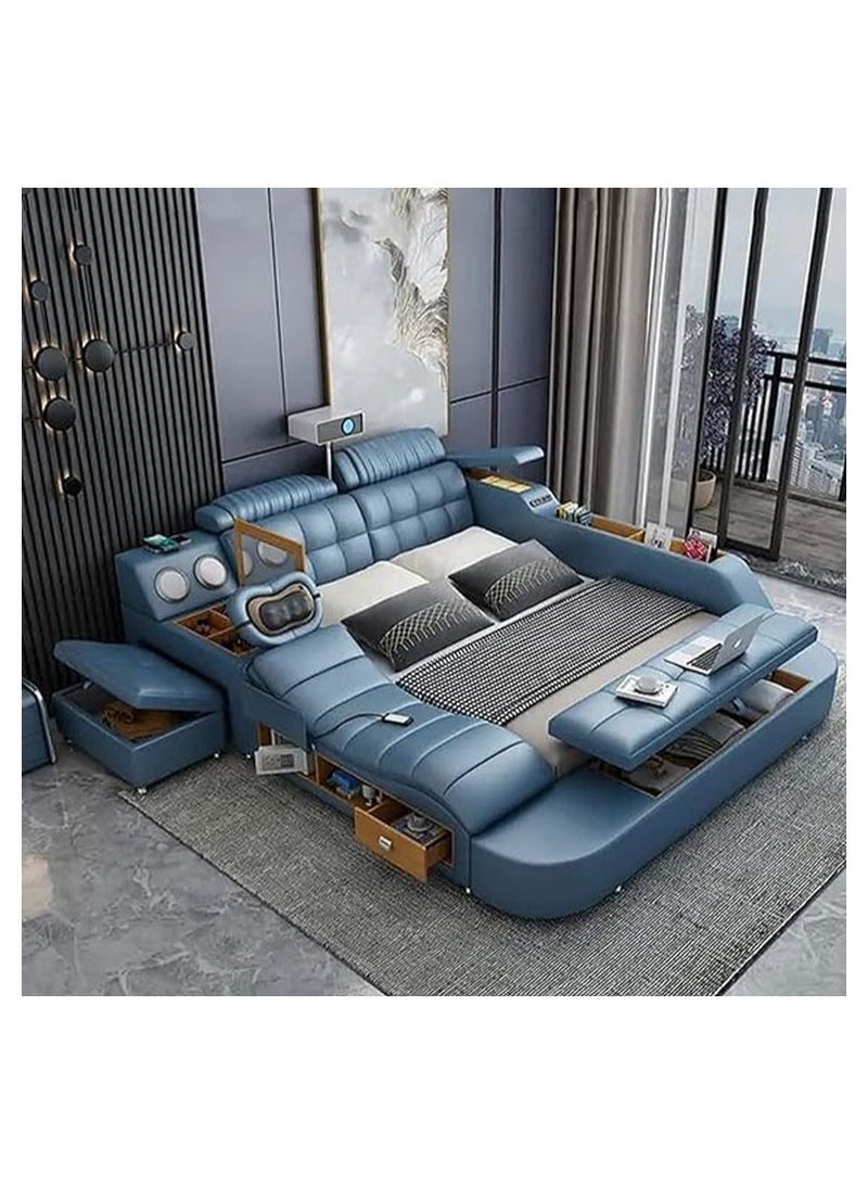 AWD Smart Bed Provided with Projector, Wireless Charging, Bluetooth Speaker, Stool, Small Dressing Table, Safe Box, Side Cabinet and Massage for Back and Neck. King Size Smart Bed.  - Image 1
