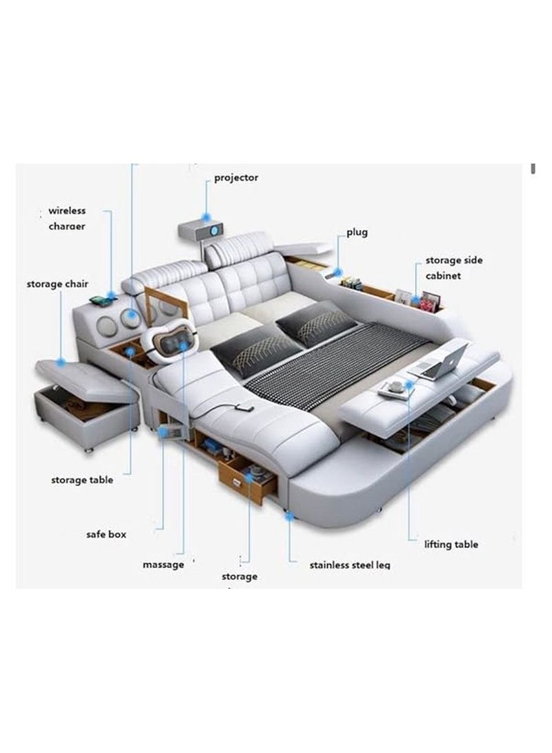 AWD Smart Bed Provided with Projector, Wireless Charging, Bluetooth Speaker, Stool, Small Dressing Table, Safe Box, Side Cabinet and Massage for Back and Neck. King Size Smart Bed.  - Image 2