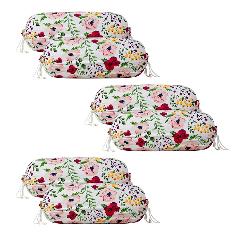 Kuber Industries Bolster Cover | Soft Bolster Pillow Cover for Bedroom, Living Room | Bolster Cover 16 X 32 | Pack of 6 | White & Pink - Image 1