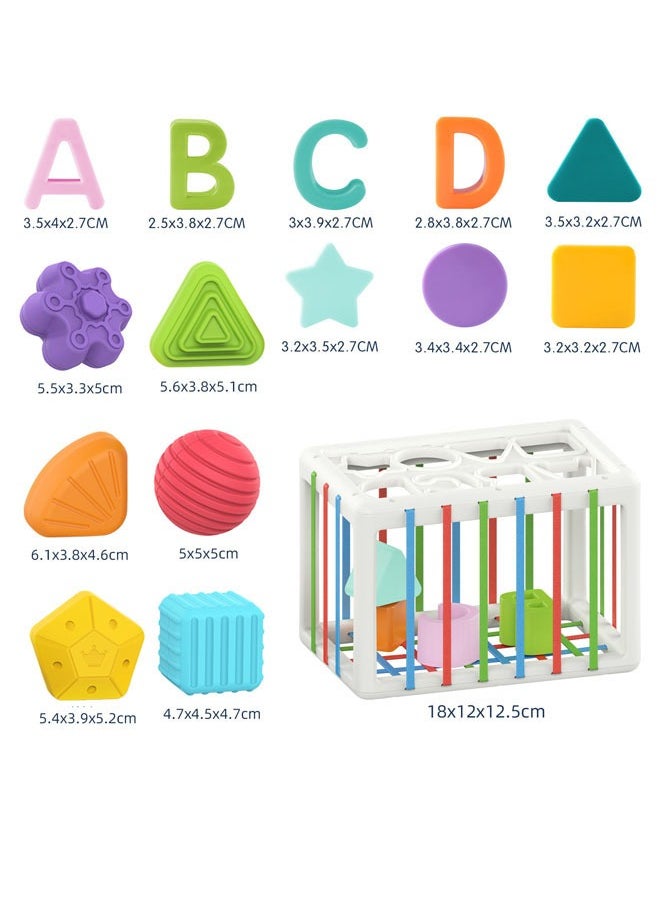 Hanayo 14Pcs Sensory Toys Shape Sorter Sensory Shape Toys with Letter for Toddler Tactile Perception Training Toys with  Colorful Multisensory Shapes Multifunctional Developmental Baby Toy for Girls and Boys(Multicolour)  - Image 2