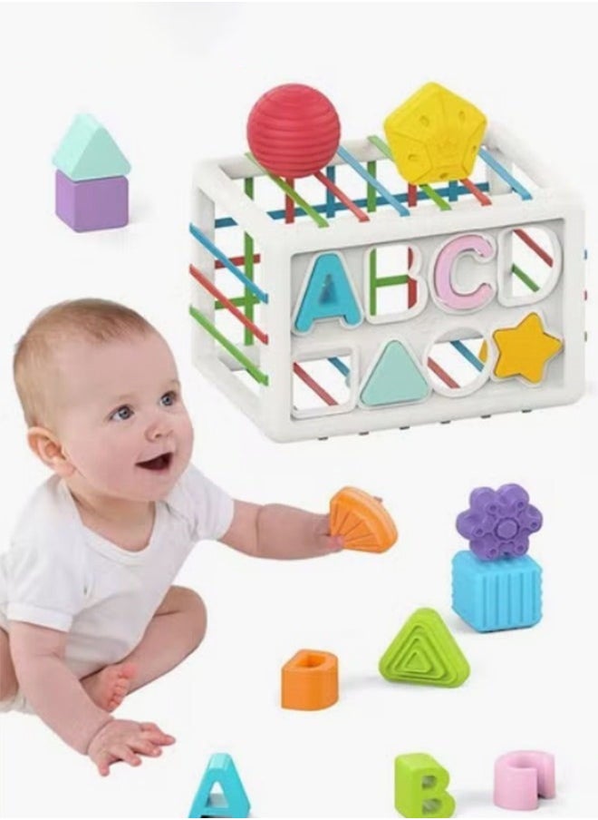 Hanayo 14Pcs Sensory Toys Shape Sorter Sensory Shape Toys with Letter for Toddler Tactile Perception Training Toys with  Colorful Multisensory Shapes Multifunctional Developmental Baby Toy for Girls and Boys(Multicolour)  - Image 3
