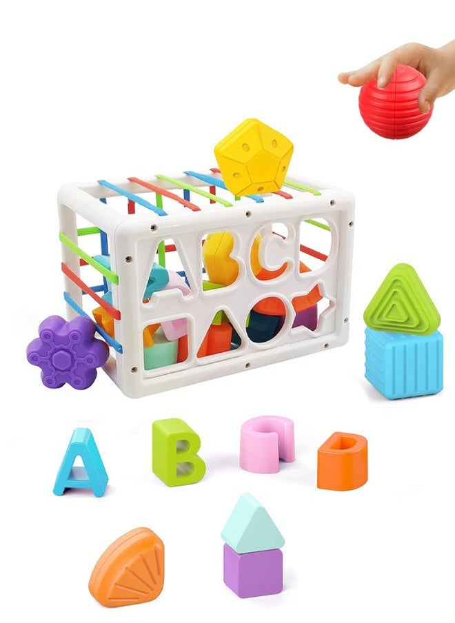 Hanayo 14Pcs Sensory Toys Shape Sorter Sensory Shape Toys with Letter for Toddler Tactile Perception Training Toys with  Colorful Multisensory Shapes Multifunctional Developmental Baby Toy for Girls and Boys(Multicolour)  - Image 4