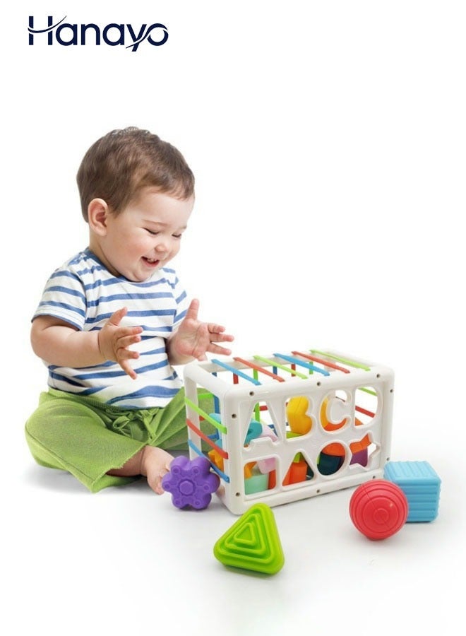 Hanayo 14 قطعة ألعاب حسية فرز الأشكال ألعاب حسية بأحرف لتدريب الإدراك اللمسي للأطفال مع أشكال متعددة الحواس ملونة لعبة تطوير متعددة الوظائف للأطفال للبنات والأولاد (متعدد الألوان) - Image 1
