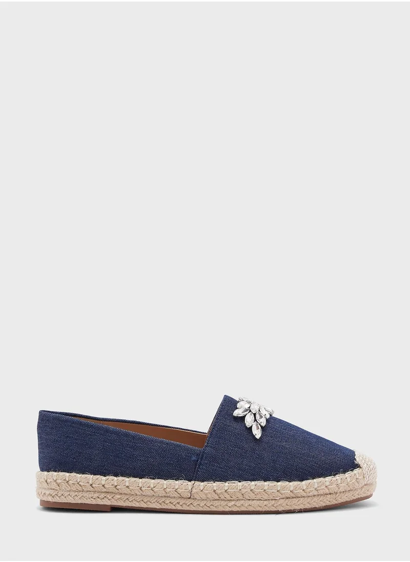 جينجر Denim Embellished Espadrille