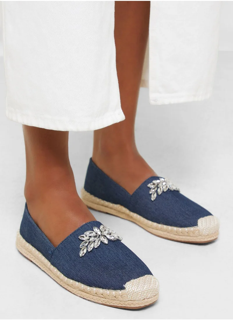 جينجر Denim Embellished Espadrille