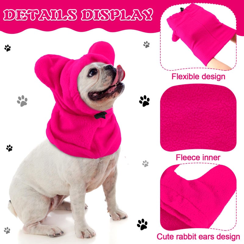 Clysee Winter Dog Hats Quiet Ears for Dogs Ear Muffs Pet Neck Warmer Scarf Hoodie Noise Protection Cover Beanie Head Wrap Costume for Pet Dog Cats(Rose Red,M) - Image 3