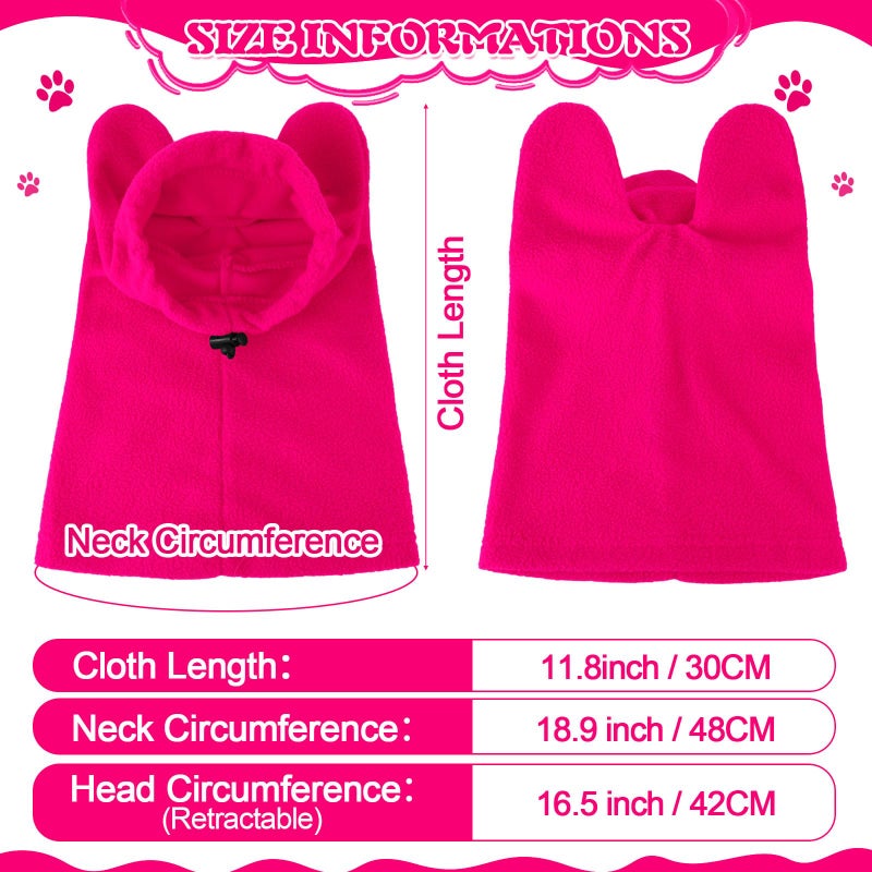 Clysee Winter Dog Hats Quiet Ears for Dogs Ear Muffs Pet Neck Warmer Scarf Hoodie Noise Protection Cover Beanie Head Wrap Costume for Pet Dog Cats(Rose Red,M) - Image 2