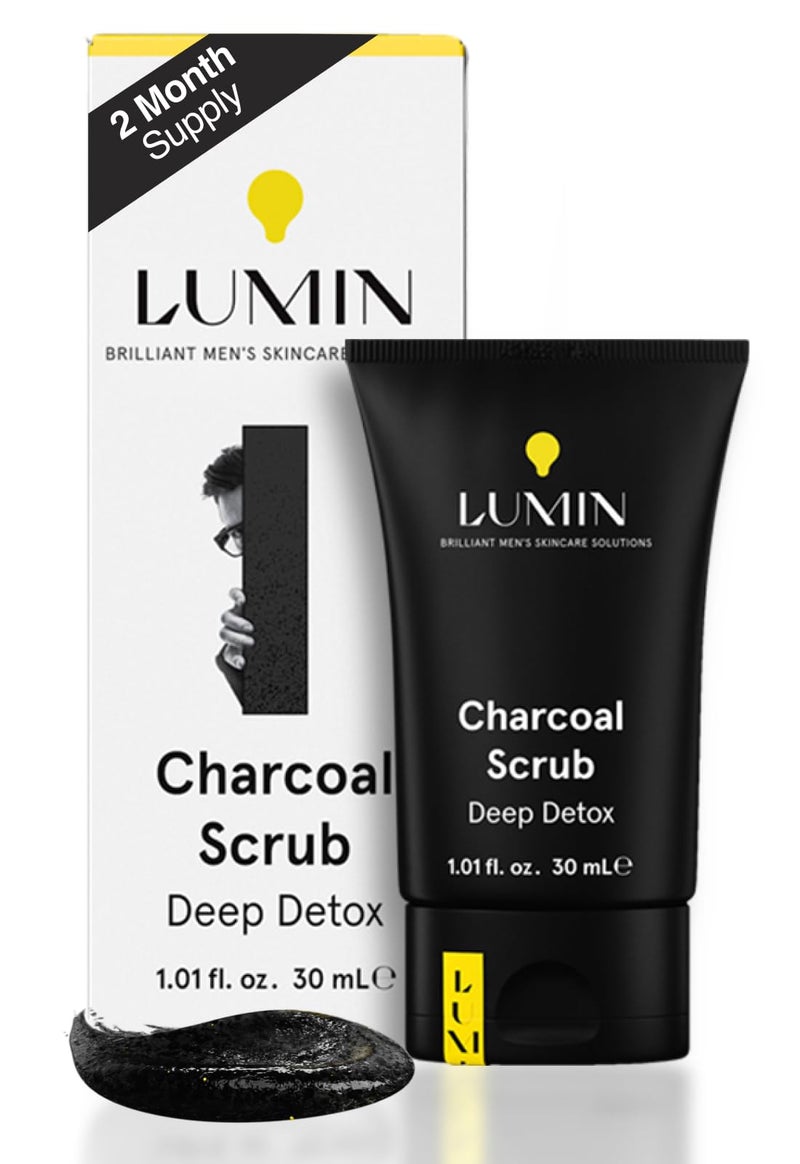 LUMIN Lumin  Charcoal Scrub Deep Detox for Men  Face Cleanser for Men Pre Shave Scrub A charcoal face exfoliator that refreshes  rejuvenates the skin Suitable for all skin types 30ml 1Pack