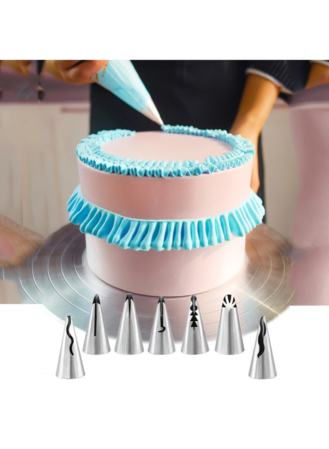 Stainless Steel Decorating Mouth 9 Piece Set Skirt Pleated Cream Squeeze Mouth Decorating Bag DIY Decorative Cake Baking Tools-Specifications:9 Piece Set - Image 4