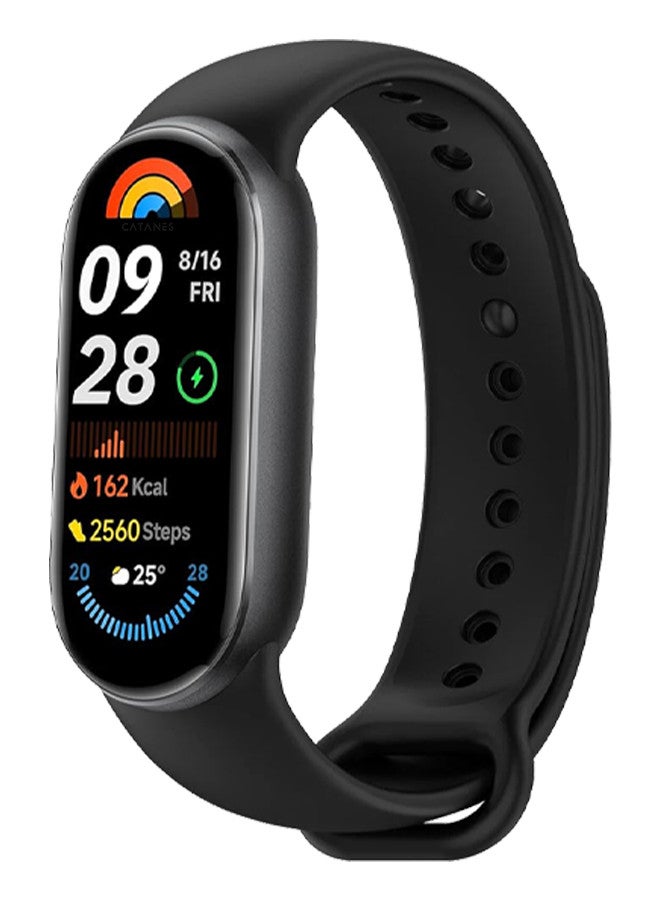 CATANES (for Mi Band 8 and 9) Strap Soft Silicone Replacement Sport Wristband for Xiaomi Mi Band 8 and 9 Watch Band Accessories for Women Men Black - Image 2