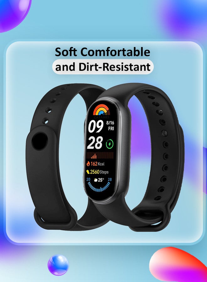 CATANES (for Mi Band 8 and 9) Strap Soft Silicone Replacement Sport Wristband for Xiaomi Mi Band 8 and 9 Watch Band Accessories for Women Men Black - Image 5