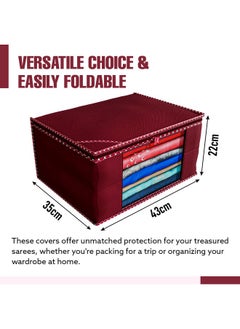 Kuber Industries Kuber Industries Clothes Organizer For Wardrobe (Pack of 6) - Storage Organizer For Saree | Shirts | Salwaar Suit and Lehenga - Dress Organizer For Wardrobe - Saree Covers With Zip (Maroon)  - Image 3