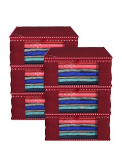 Kuber Industries Kuber Industries Clothes Organizer For Wardrobe (Pack of 6) - Storage Organizer For Saree | Shirts | Salwaar Suit and Lehenga - Dress Organizer For Wardrobe - Saree Covers With Zip (Maroon)  - Image 1