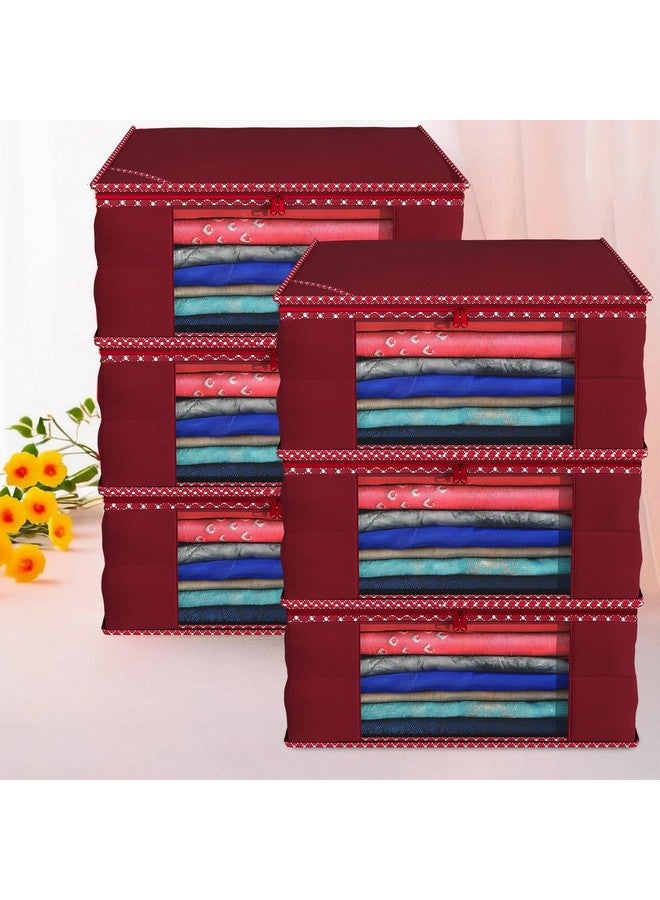 Kuber Industries Clothes Organizer For Wardrobe (Pack of 6) - Storage Organizer For Saree | Shirts | Salwaar Suit and Lehenga - Dress Organizer For Wardrobe - Saree Covers With Zip (Maroon) - Image 2