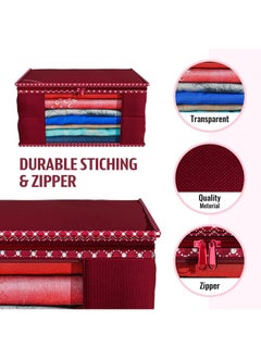 Kuber Industries Kuber Industries Clothes Organizer For Wardrobe (Pack of 6) - Storage Organizer For Saree | Shirts | Salwaar Suit and Lehenga - Dress Organizer For Wardrobe - Saree Covers With Zip (Maroon)  - Image 5