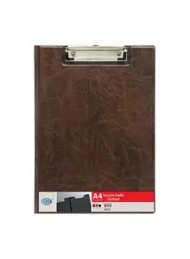 Fis Pvc Deluxe Clip Boards Double With Wire Clip (brown Color), A4 Size
