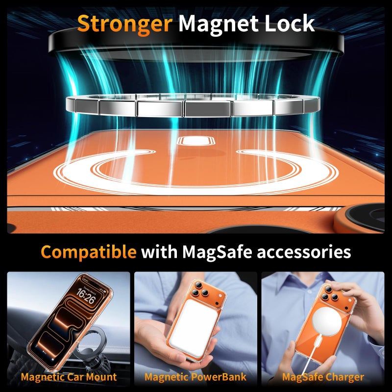 YNMEacc 5 in 1 Magnetic for iPhone 17 Pro Max Case 6.9-Inch with 2X Screen Protector + 2 Lens Covers, [Compatible with MagSafe] Slim Soft TPU Silicone Shockproof Anti-Scratch Phone Cover - Clear - Image 4