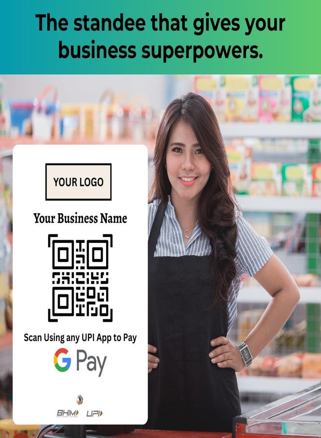 tinydabba UPI Payment Standee | Custom Acrylic Stand with QR Code, Logo & Business Name | Compatible with All Major UPI App | Design 3 - Image 5