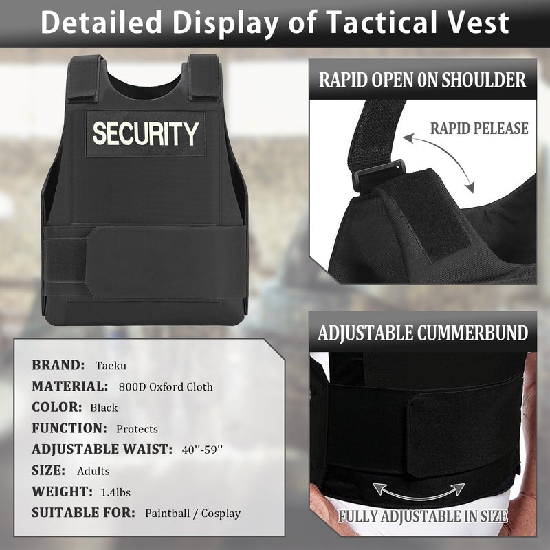 Taeku Safety Vest, Outdoor Training Vest Protective Gear Tactical Vest for Hunting, Paintball, CS Games (White) - Image 3