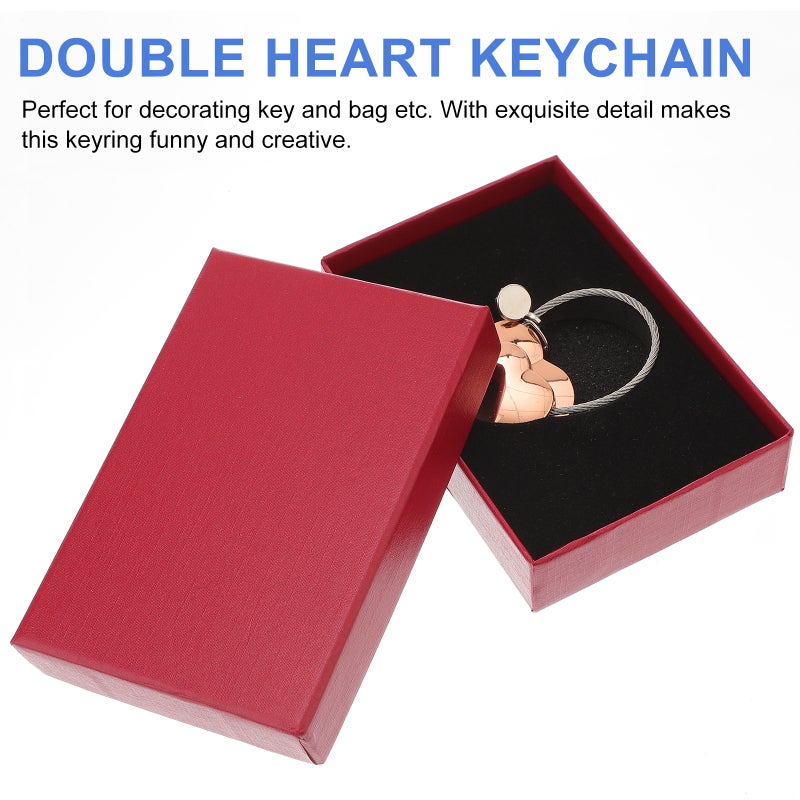 Double Heart Keychain Fashion Key Holder Unique Key Key Hanging Decoration for Couples (Rose ) - Image 2