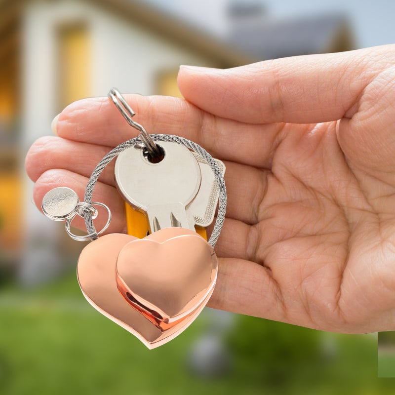 Double Heart Keychain Fashion Key Holder Unique Key Key Hanging Decoration for Couples (Rose ) - Image 1